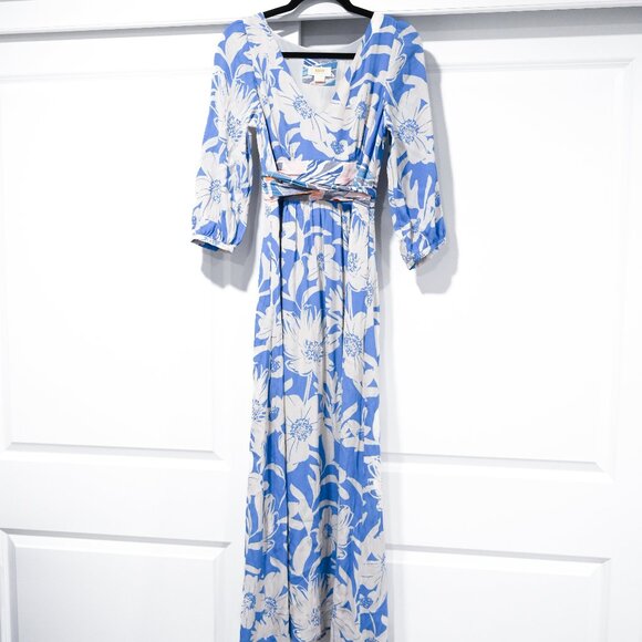 Anthropologie Maeve Belted Kimona Floral Maxi Dress Size 2 - Picture 4 of 10